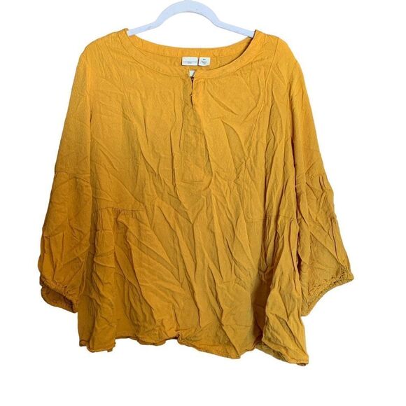 Westbound Womens Plus Size 2X Yellow Rayon Blouse Ladies Top - Picture 1 of 5